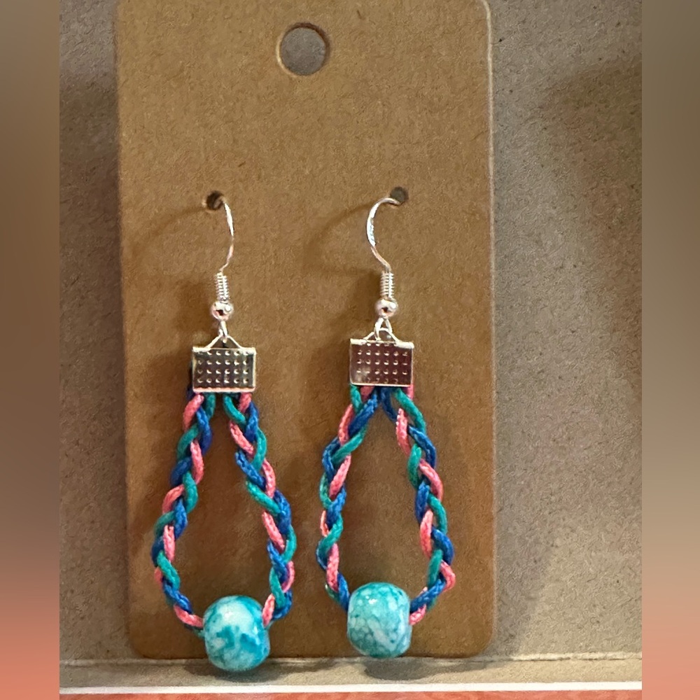 Blue and Pink Bohemian Dangle Earrings